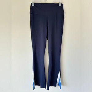 Wilo The Label High Rise Blue Cobalt Split Hem Flare Athletic Pants Leggings